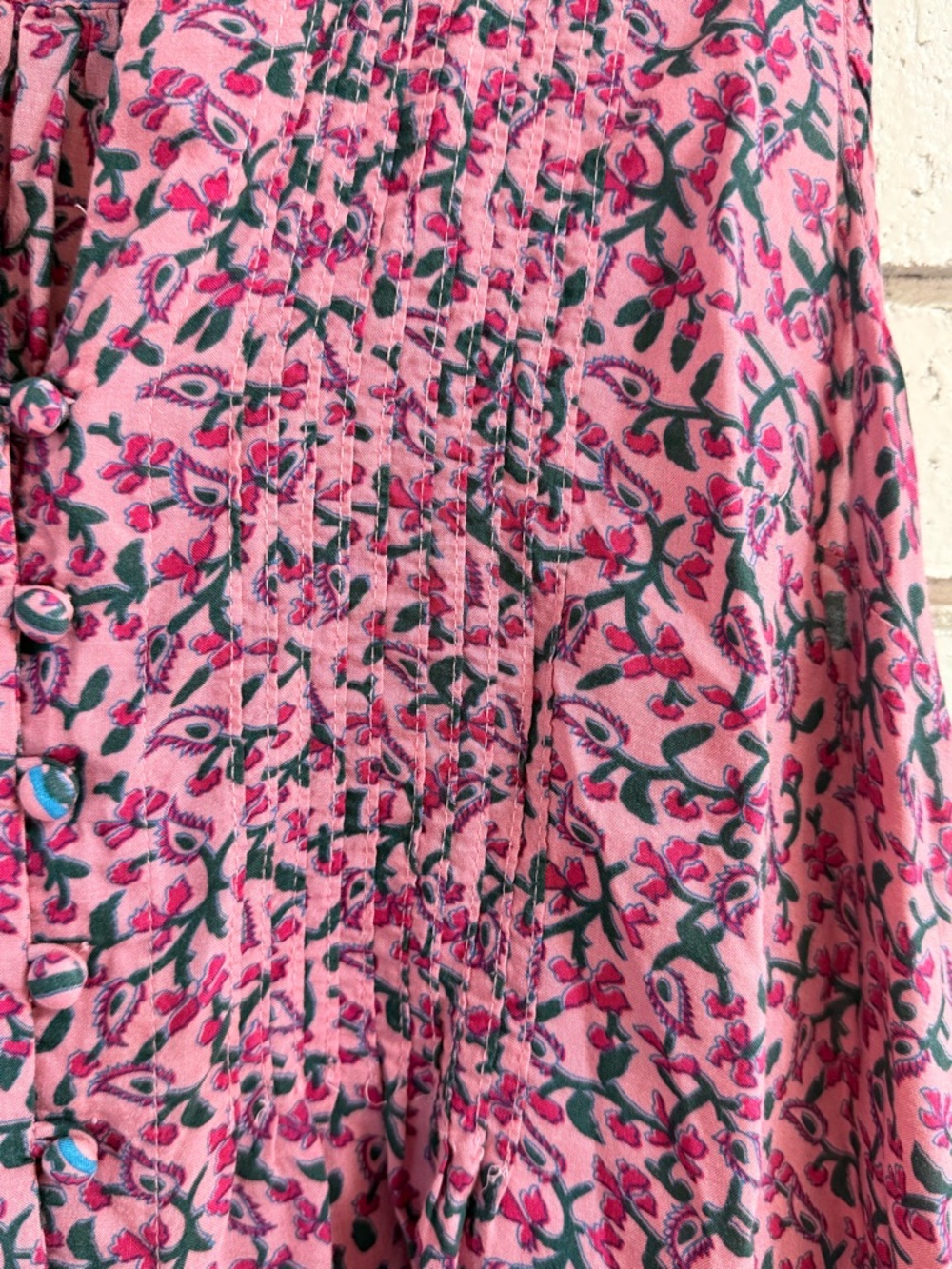 Anthropologie Maeve Sleeveless Pintuck Floral Blouse Pink Boho Top Women's - Picture 5 of 9